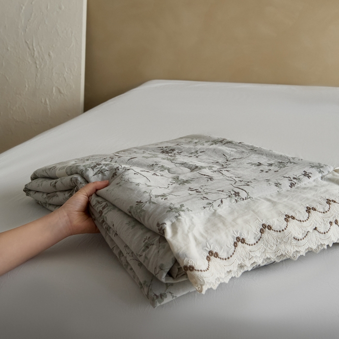 91家纺网 家纺一手货源 找家纺 大彩家居 2026新款全棉提花棉麻夏被夏凉被空调被 微风晚蝉