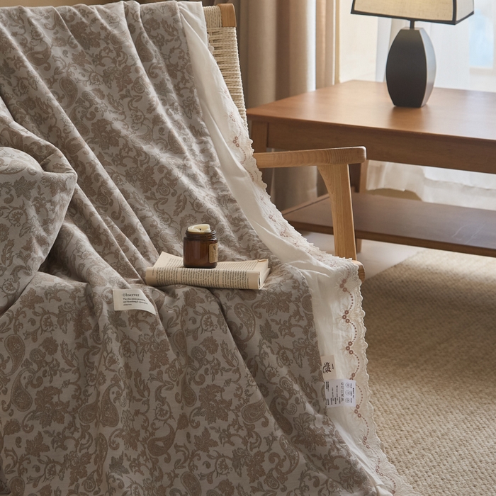 91家纺网 家纺一手货源 找家纺 大彩家居 2026新款全棉提花棉麻夏被夏凉被空调被 流沙印记