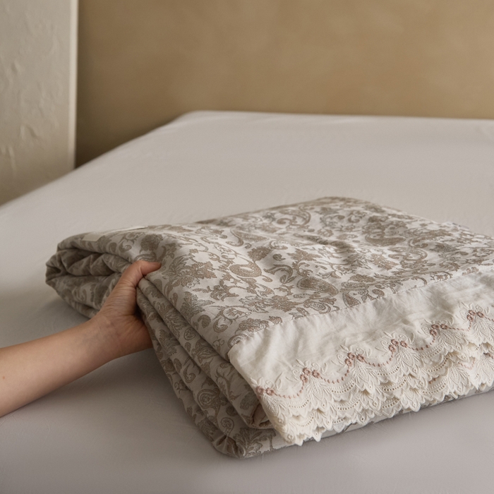 91家纺网 家纺一手货源 找家纺 大彩家居 2026新款全棉提花棉麻夏被夏凉被空调被 流沙印记