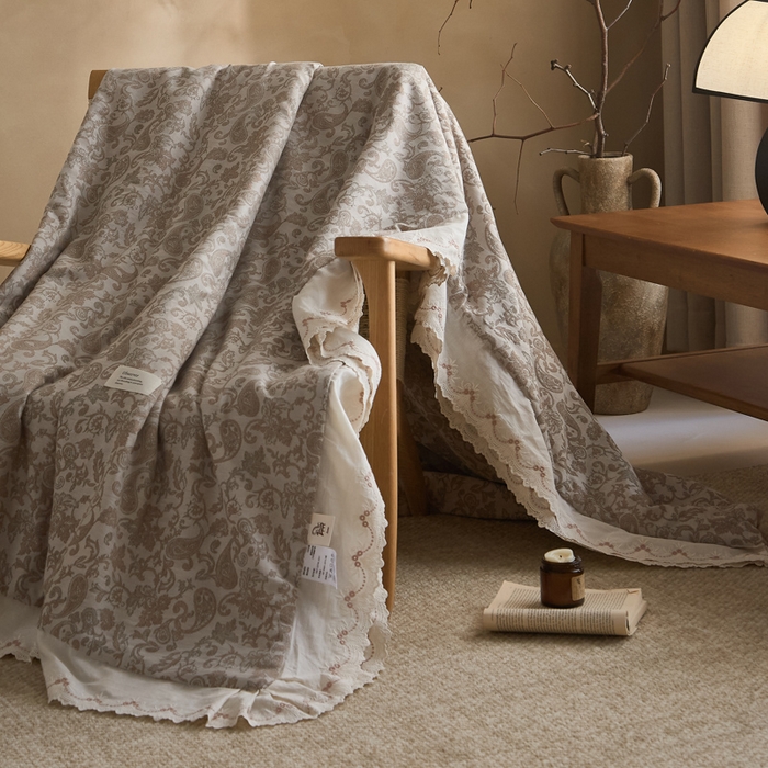 91家纺网 家纺一手货源 找家纺 大彩家居 2026新款全棉提花棉麻夏被夏凉被空调被 流沙印记