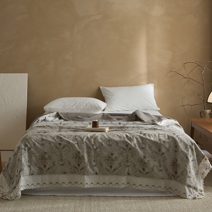 91家纺网 家纺一手货源 找家纺 大彩家居 2026新款全棉提花棉麻夏被夏凉被空调被 宫廷舞曲