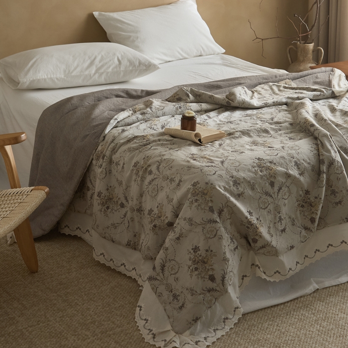 91家纺网 家纺一手货源 找家纺 大彩家居 2026新款全棉提花棉麻夏被夏凉被空调被 宫廷舞曲