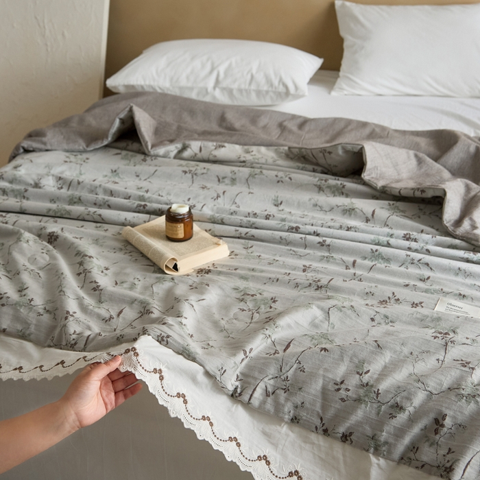 91家纺网 家纺一手货源 找家纺 大彩家居 2026新款全棉提花棉麻夏被夏凉被空调被 微风晚蝉