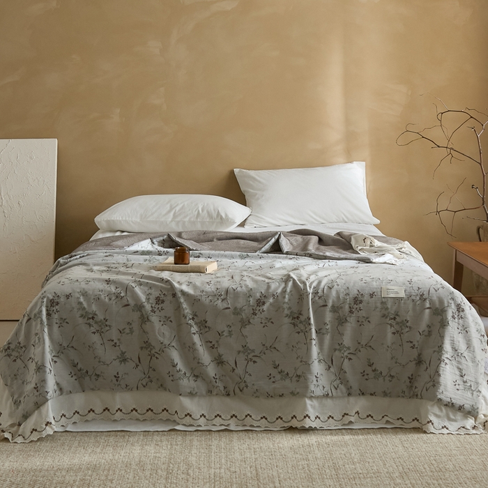 91家纺网 家纺一手货源 找家纺 大彩家居 2026新款全棉提花棉麻夏被夏凉被空调被 微风晚蝉