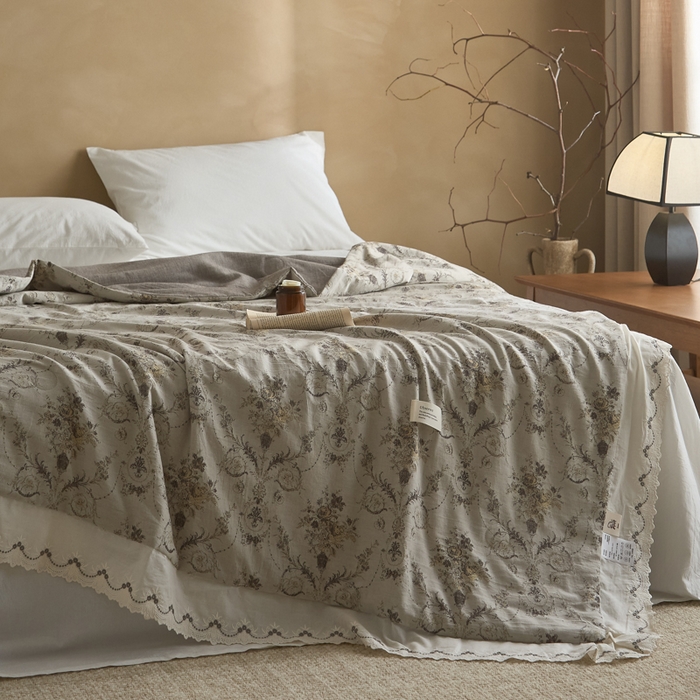 91家纺网 家纺一手货源 找家纺 大彩家居 2026新款全棉提花棉麻夏被夏凉被空调被 宫廷舞曲