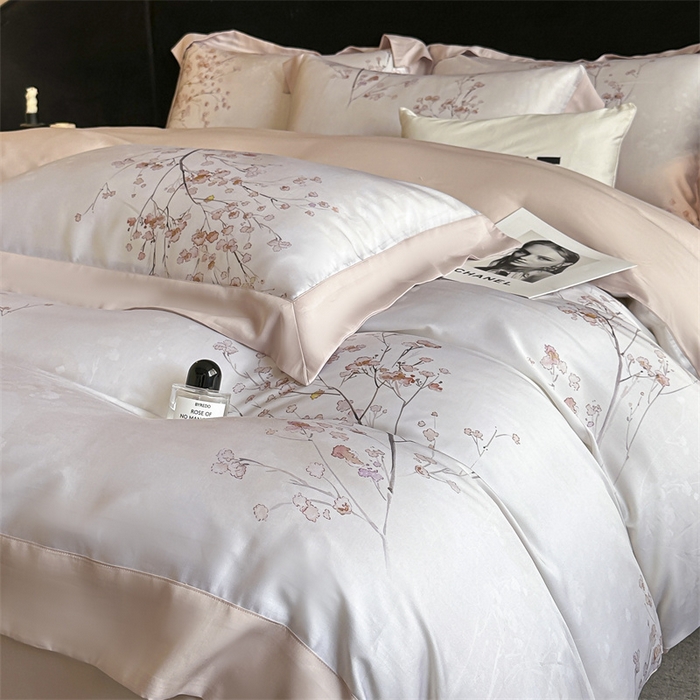 91家纺网 家纺一手货源 找家纺 蓝米卡夫 2026夏季新款50S天丝数码印花夏被夏凉被空调被四件套 堂影寻-粉