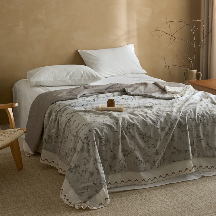 91家纺网 家纺一手货源 找家纺 大彩家居 2026新款全棉提花棉麻夏被夏凉被空调被 微风晚蝉