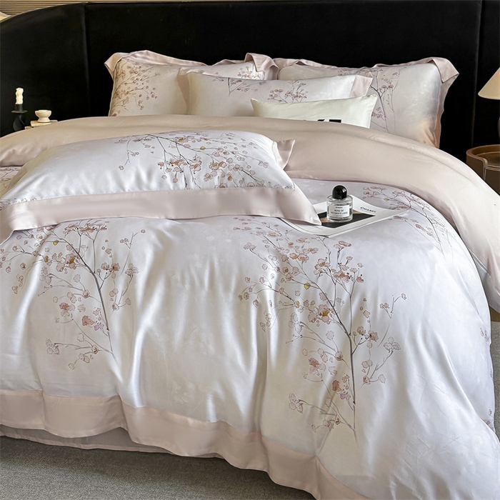 91家纺网 家纺一手货源 找家纺 蓝米卡夫 2026夏季新款50S天丝数码印花夏被夏凉被空调被四件套 堂影寻-粉