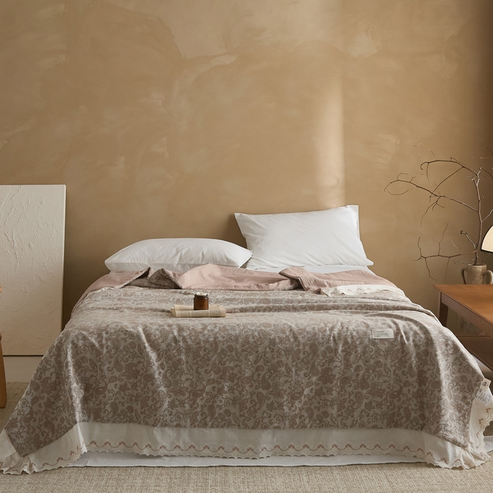 91家纺网 家纺一手货源 找家纺 大彩家居 2026新款全棉提花棉麻夏被夏凉被空调被 流沙印记