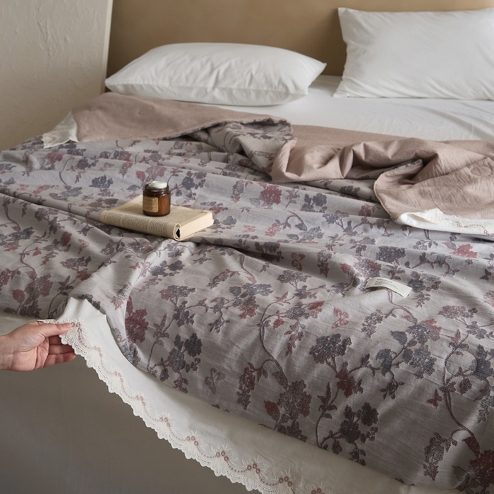 91家纺网 家纺一手货源 找家纺 大彩家居 2026新款全棉提花棉麻夏被夏凉被空调被 暮色暗香