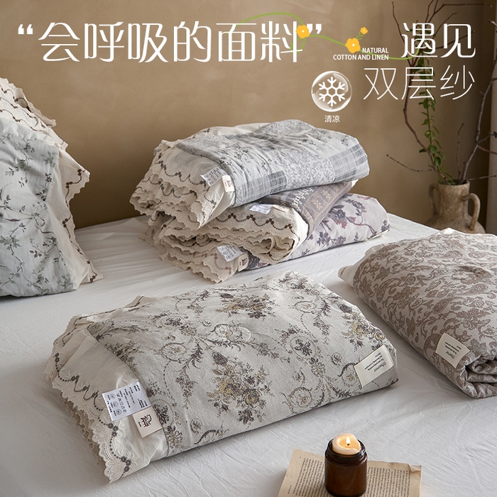 91家纺网 家纺一手货源 找家纺 大彩家居 2026新款全棉提花棉麻夏被夏凉被空调被 组合图（仅供展示不可下单）