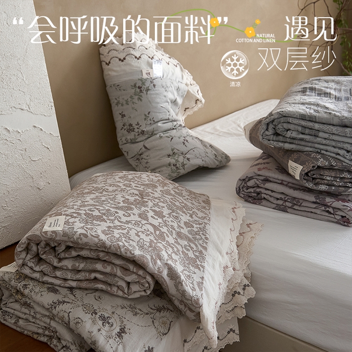 91家纺网 家纺一手货源 找家纺 大彩家居 2026新款全棉提花棉麻夏被夏凉被空调被 组合图（仅供展示不可下单）
