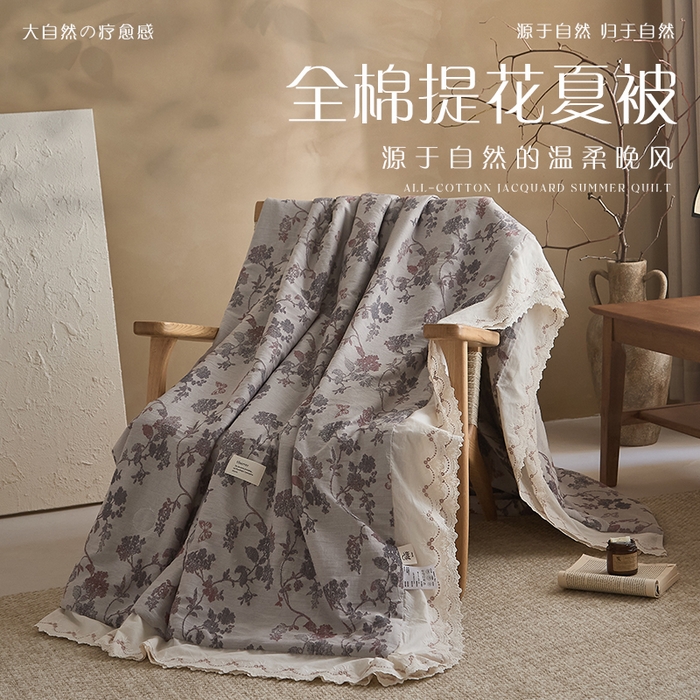大彩家居 2026新款全棉提花棉麻夏被夏凉被空调被 暮色暗香
