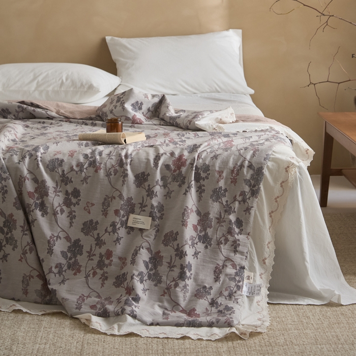 91家纺网 家纺一手货源 找家纺 大彩家居 2026新款全棉提花棉麻夏被夏凉被空调被 暮色暗香