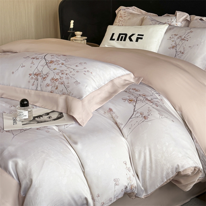 91家纺网 家纺一手货源 找家纺 蓝米卡夫 2026夏季新款50S天丝数码印花夏被夏凉被空调被四件套 堂影寻-粉