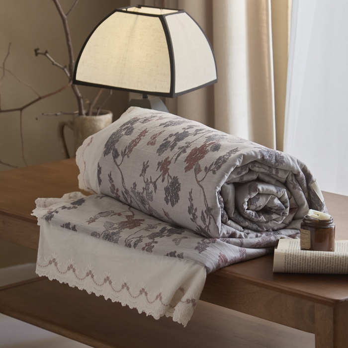 91家纺网 家纺一手货源 找家纺 大彩家居 2026新款全棉提花棉麻夏被夏凉被空调被 暮色暗香