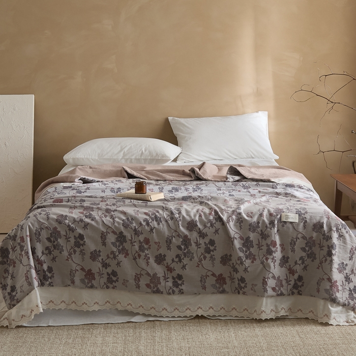 91家纺网 家纺一手货源 找家纺 大彩家居 2026新款全棉提花棉麻夏被夏凉被空调被 暮色暗香