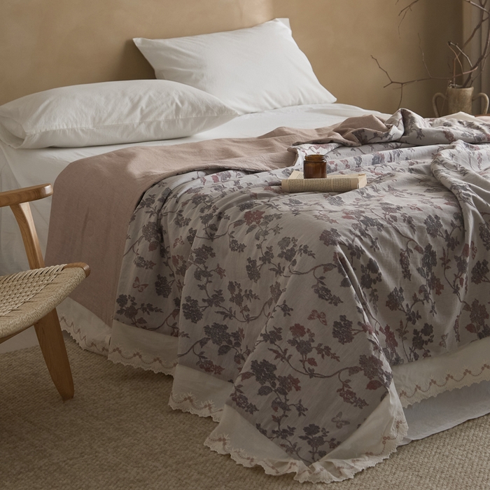 91家纺网 家纺一手货源 找家纺 大彩家居 2026新款全棉提花棉麻夏被夏凉被空调被 暮色暗香