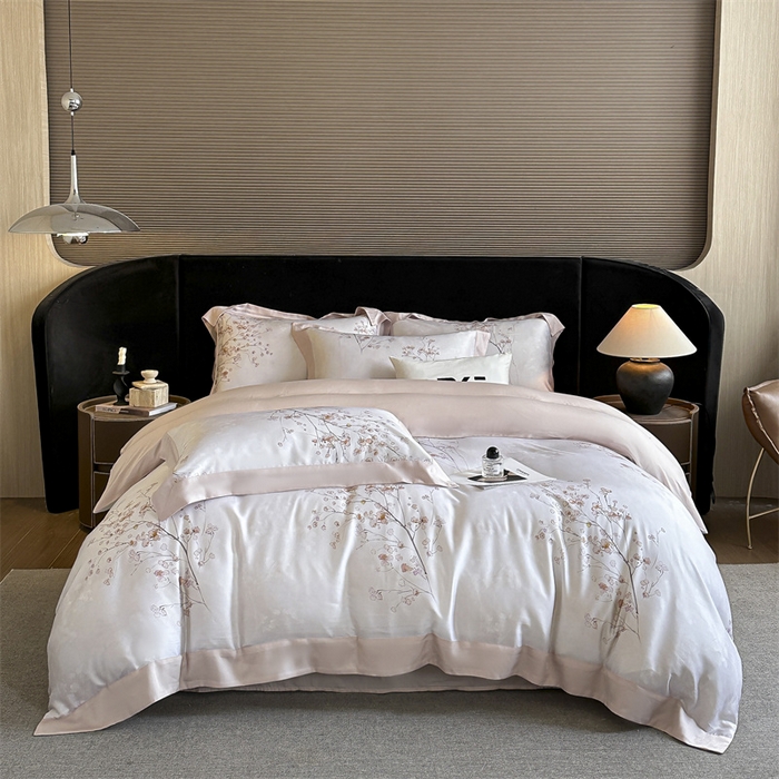 91家纺网 家纺一手货源 找家纺 蓝米卡夫 2026夏季新款50S天丝数码印花夏被夏凉被空调被四件套 堂影寻-粉