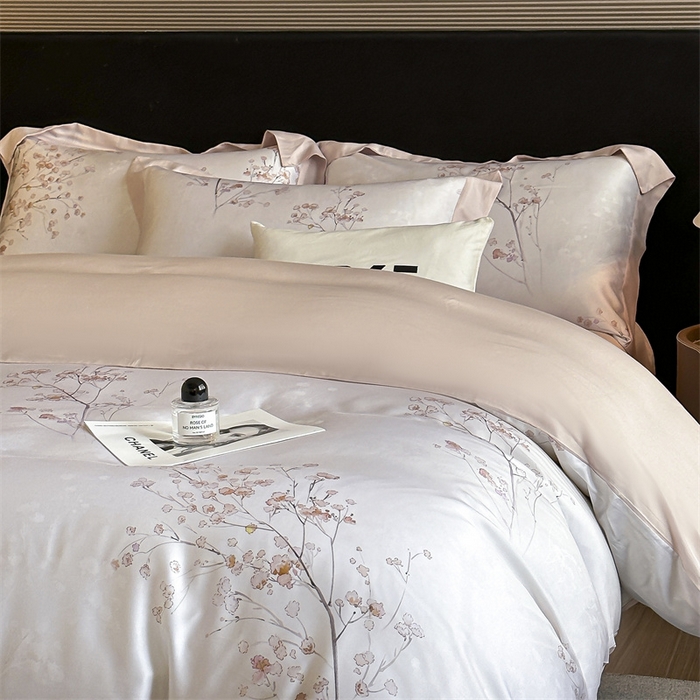 91家纺网 家纺一手货源 找家纺 蓝米卡夫 2026夏季新款50S天丝数码印花夏被夏凉被空调被四件套 堂影寻-粉