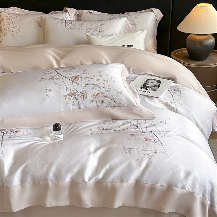 91家纺网 家纺一手货源 找家纺 蓝米卡夫 2026夏季新款50S天丝数码印花夏被夏凉被空调被四件套 堂影寻-粉