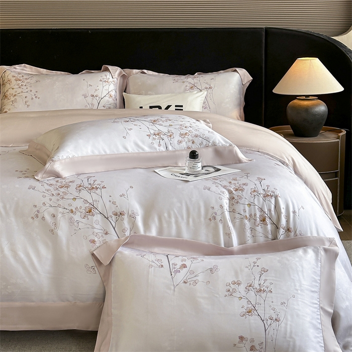 91家纺网 家纺一手货源 找家纺 蓝米卡夫 2026夏季新款50S天丝数码印花夏被夏凉被空调被四件套 堂影寻-粉