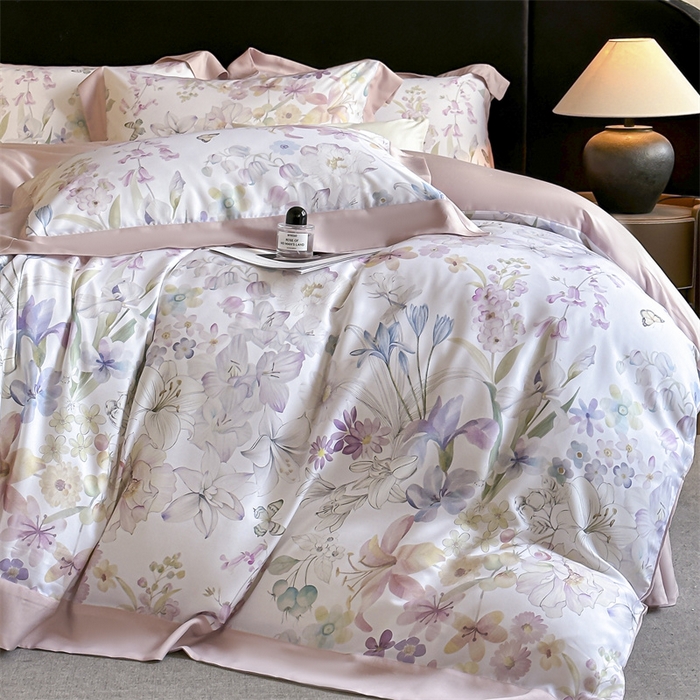 91家纺网 家纺一手货源 找家纺 蓝米卡夫 2026夏季新款50S天丝数码印花夏被夏凉被空调被四件套 晓梦-米