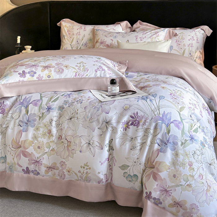 91家纺网 家纺一手货源 找家纺 蓝米卡夫 2026夏季新款50S天丝数码印花夏被夏凉被空调被四件套 晓梦-米