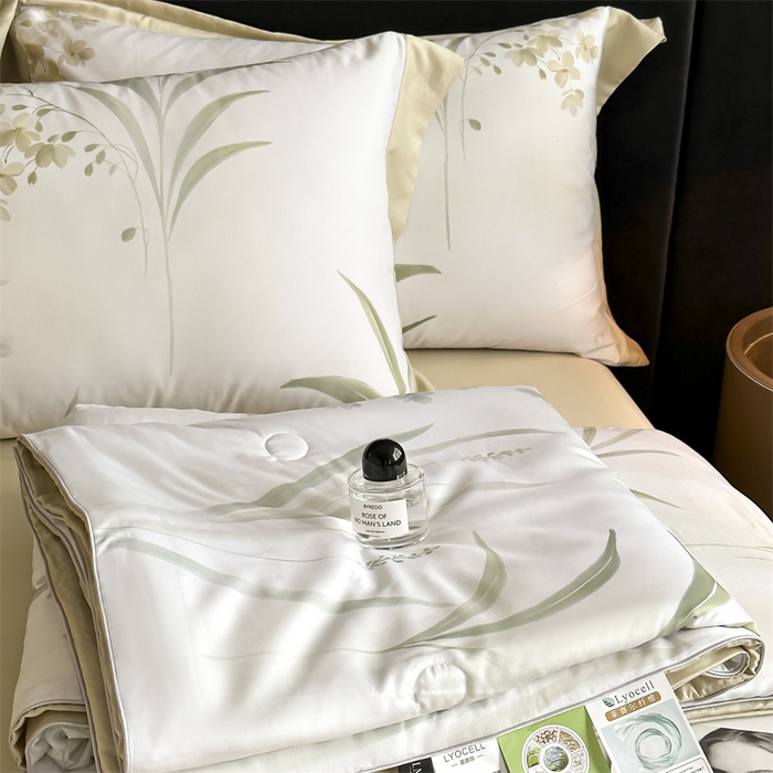 91家纺网 家纺一手货源 找家纺 蓝米卡夫 2026夏季新款50S天丝数码印花夏被夏凉被空调被四件套 寻春色