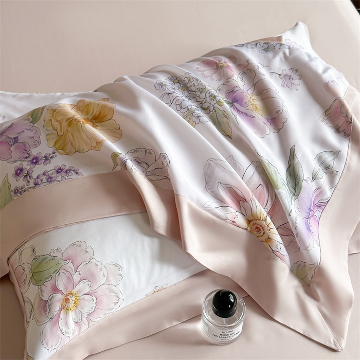 91家纺网 家纺一手货源 找家纺 蓝米卡夫 2026夏季新款50S天丝数码印花夏被夏凉被空调被四件套 雅致-米