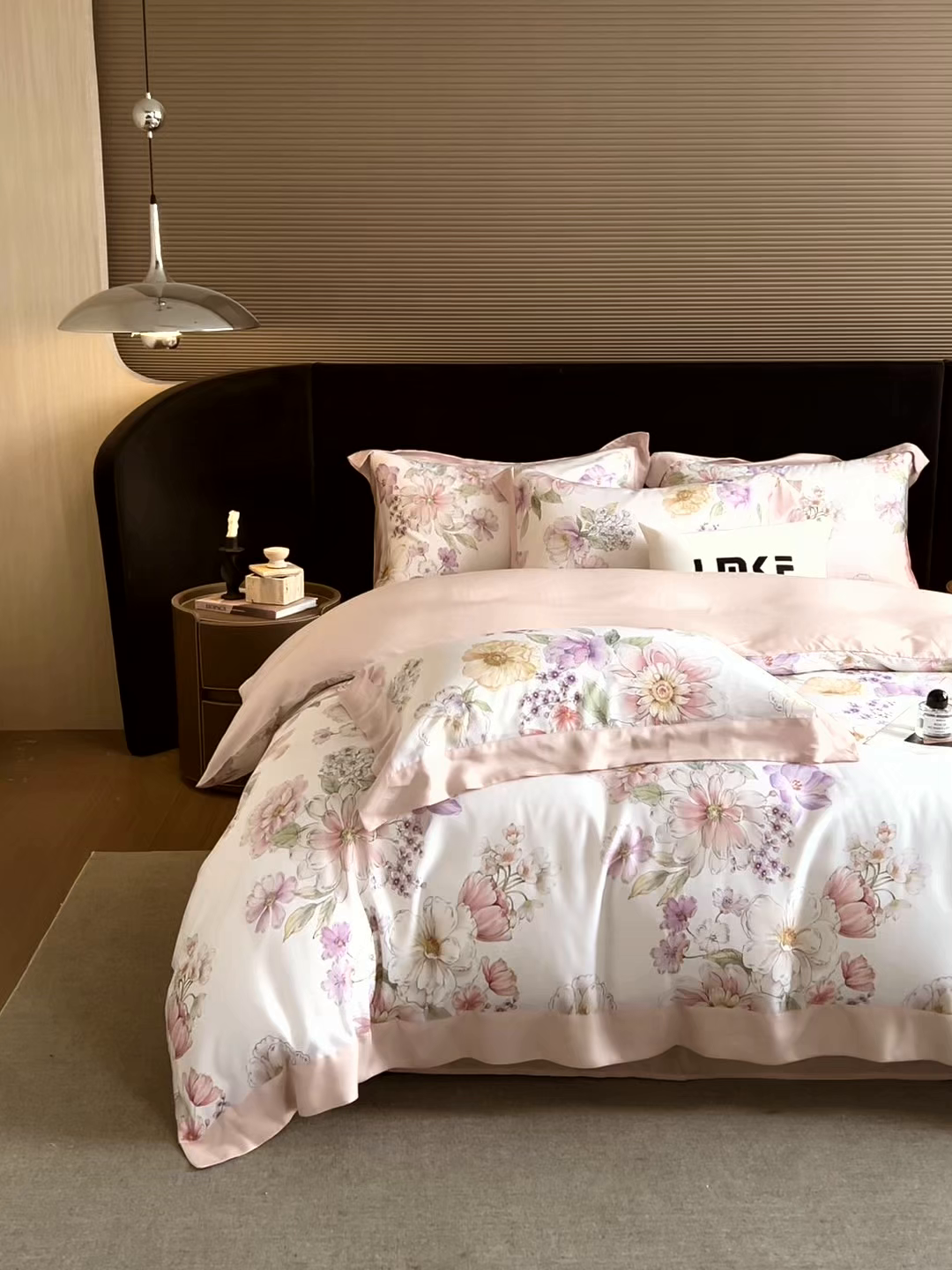 91家纺网 家纺一手货源 找家纺 蓝米卡夫 2026夏季新款50S天丝数码印花夏被夏凉被空调被四件套 雅致-米