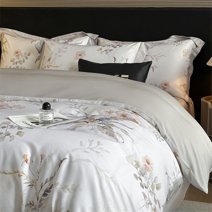 91家纺网 家纺一手货源 找家纺 蓝米卡夫 2026夏季新款50S天丝数码印花夏被夏凉被空调被四件套 烟花间-粉