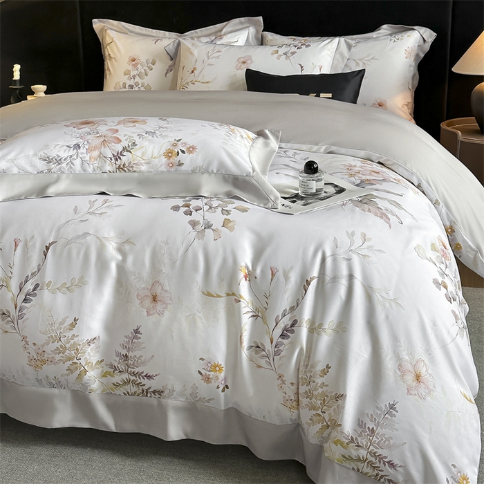 91家纺网 家纺一手货源 找家纺 蓝米卡夫 2026夏季新款50S天丝数码印花夏被夏凉被空调被四件套 烟花间-粉