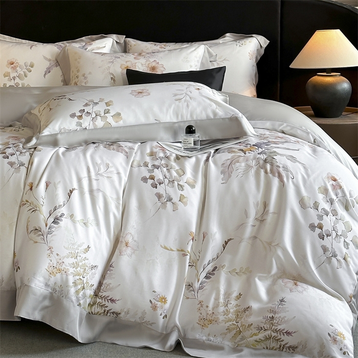 91家纺网 家纺一手货源 找家纺 蓝米卡夫 2026夏季新款50S天丝数码印花夏被夏凉被空调被四件套 烟花间-粉