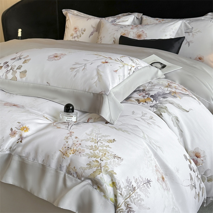 91家纺网 家纺一手货源 找家纺 蓝米卡夫 2026夏季新款50S天丝数码印花夏被夏凉被空调被四件套 烟花间-粉