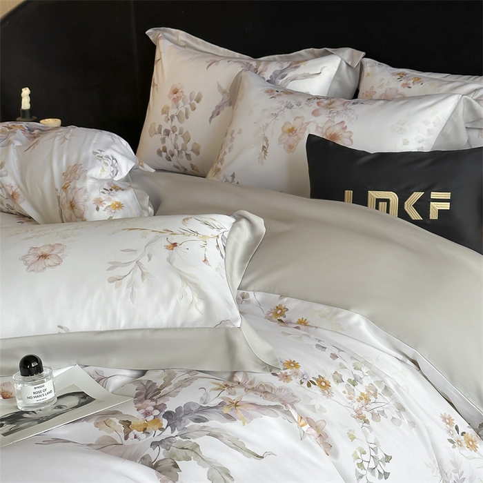 91家纺网 家纺一手货源 找家纺 蓝米卡夫 2026夏季新款50S天丝数码印花夏被夏凉被空调被四件套 烟花间-粉