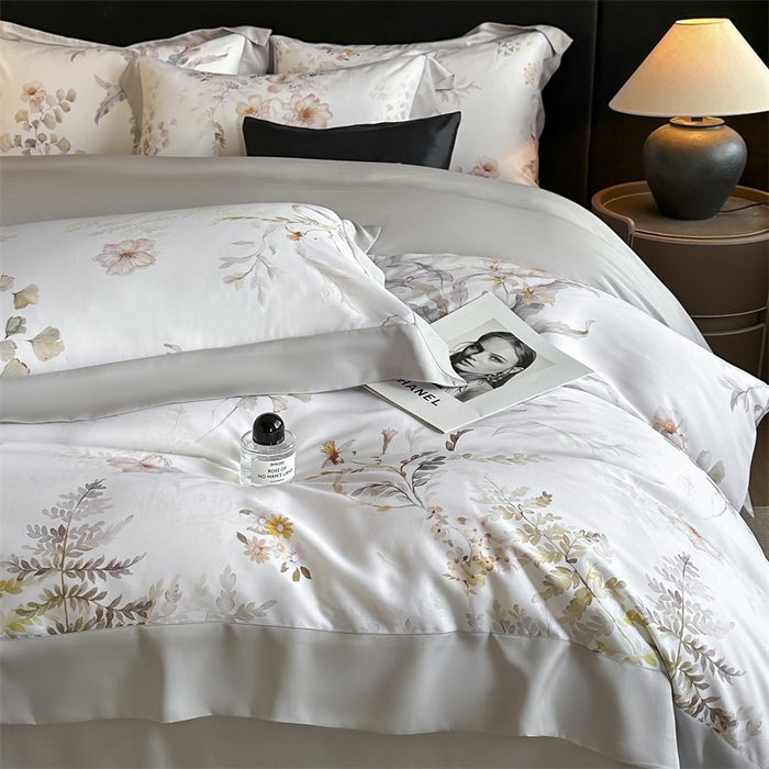 91家纺网 家纺一手货源 找家纺 蓝米卡夫 2026夏季新款50S天丝数码印花夏被夏凉被空调被四件套 烟花间-粉