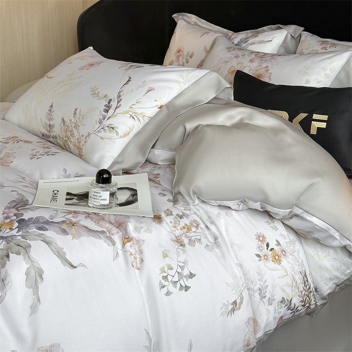 91家纺网 家纺一手货源 找家纺 蓝米卡夫 2026夏季新款50S天丝数码印花夏被夏凉被空调被四件套 烟花间-粉