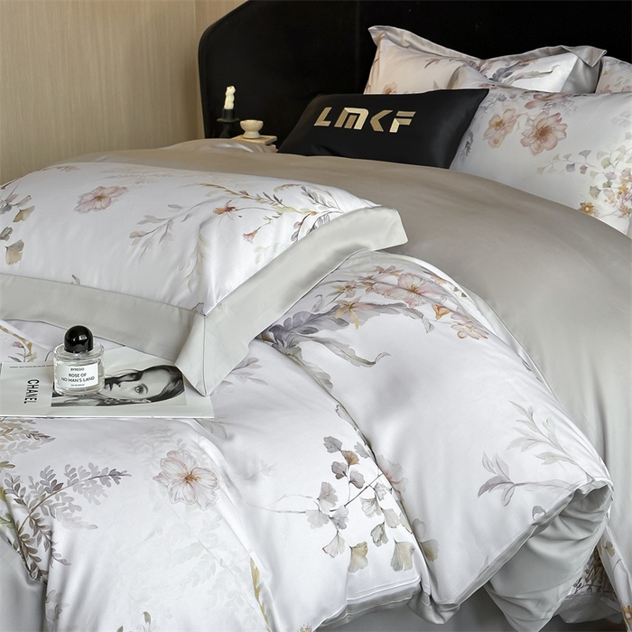 91家纺网 家纺一手货源 找家纺 蓝米卡夫 2026夏季新款50S天丝数码印花夏被夏凉被空调被四件套 烟花间-粉