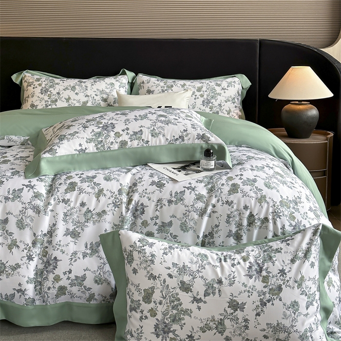 91家纺网 家纺一手货源 找家纺 蓝米卡夫 2026夏季新款50S天丝数码印花夏被夏凉被空调被四件套 玉鉴清秋