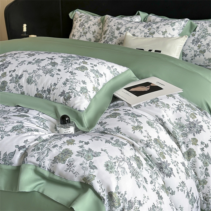 91家纺网 家纺一手货源 找家纺 蓝米卡夫 2026夏季新款50S天丝数码印花夏被夏凉被空调被四件套 玉鉴清秋