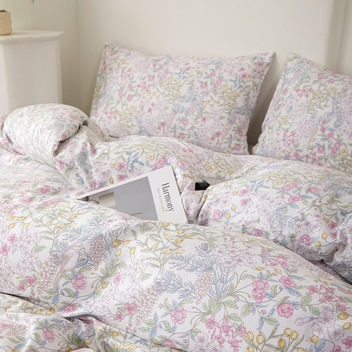 91家纺网 家纺一手货源 找家纺 （总）一米阳光 2026年春夏新款小清新全AA版全棉纯棉四件套