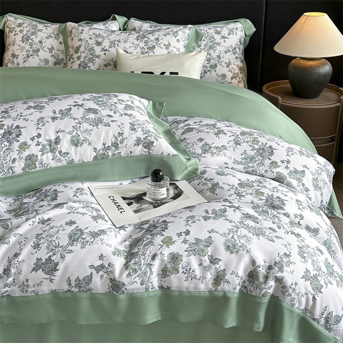 91家纺网 家纺一手货源 找家纺 蓝米卡夫 2026夏季新款50S天丝数码印花夏被夏凉被空调被四件套 玉鉴清秋