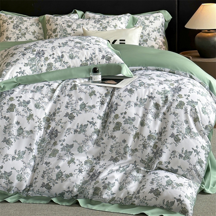 91家纺网 家纺一手货源 找家纺 蓝米卡夫 2026夏季新款50S天丝数码印花夏被夏凉被空调被四件套 玉鉴清秋