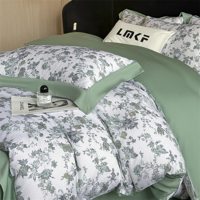 91家纺网 家纺一手货源 找家纺 蓝米卡夫 2026夏季新款50S天丝数码印花夏被夏凉被空调被四件套 玉鉴清秋