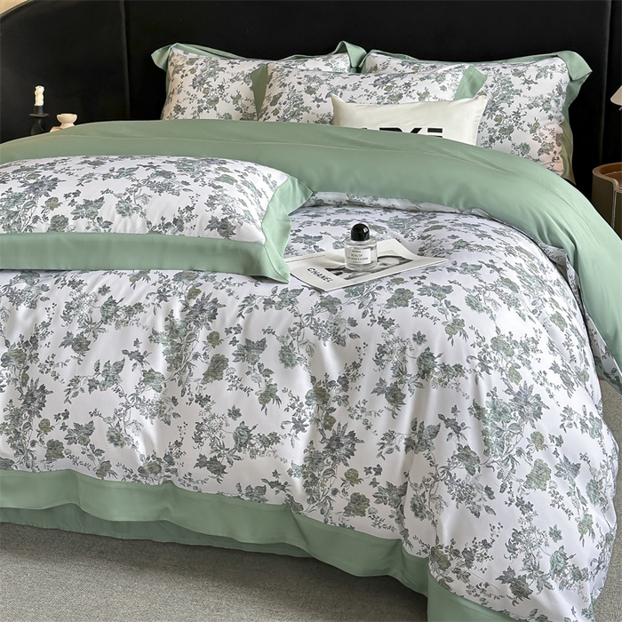 91家纺网 家纺一手货源 找家纺 蓝米卡夫 2026夏季新款50S天丝数码印花夏被夏凉被空调被四件套 玉鉴清秋