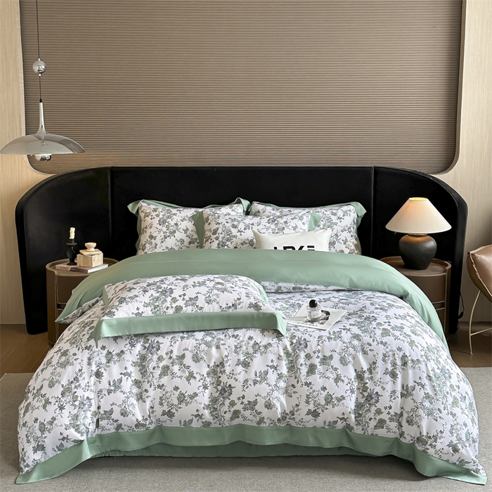 91家纺网 家纺一手货源 找家纺 蓝米卡夫 2026夏季新款50S天丝数码印花夏被夏凉被空调被四件套 玉鉴清秋