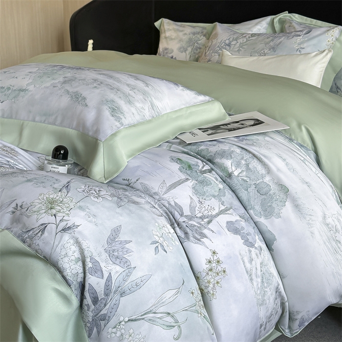 蓝米卡夫 2026夏季新款50S天丝数码印花夏被夏凉被空调被四件套 远山黛-兰