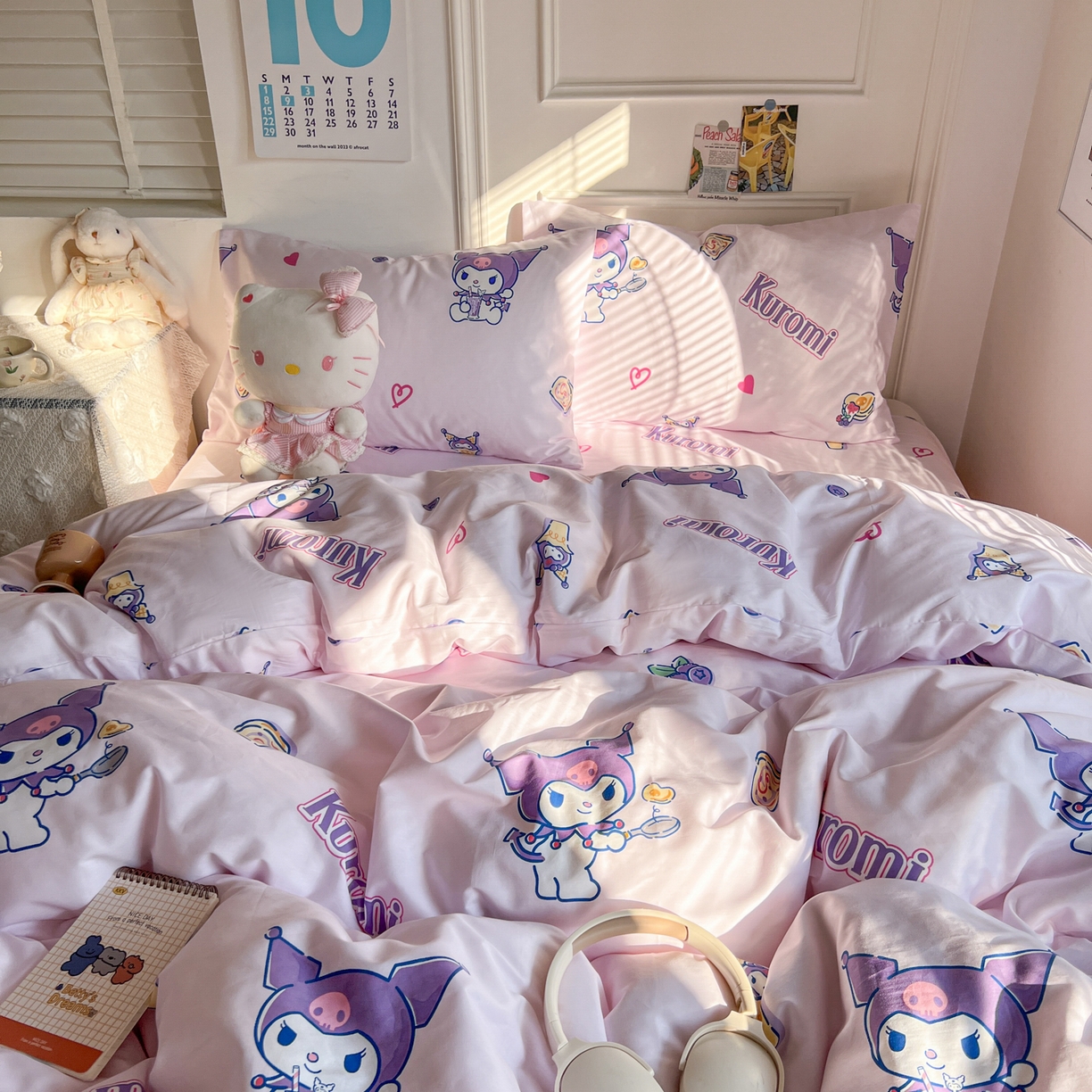 91家纺网 家纺一手货源 找家纺 耀悦家纺 2026新款纯棉四件套正版授权三丽鸥卡通床单床笠被套枕套 布丁库洛米