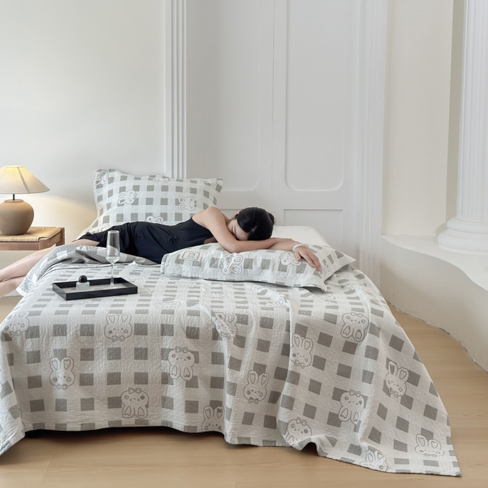 91家纺网 家纺一手货源 找家纺 （总）乐家毛巾被（工厂自产自销） 2026新款精梳安心棉色织提花床盖毛巾被两用